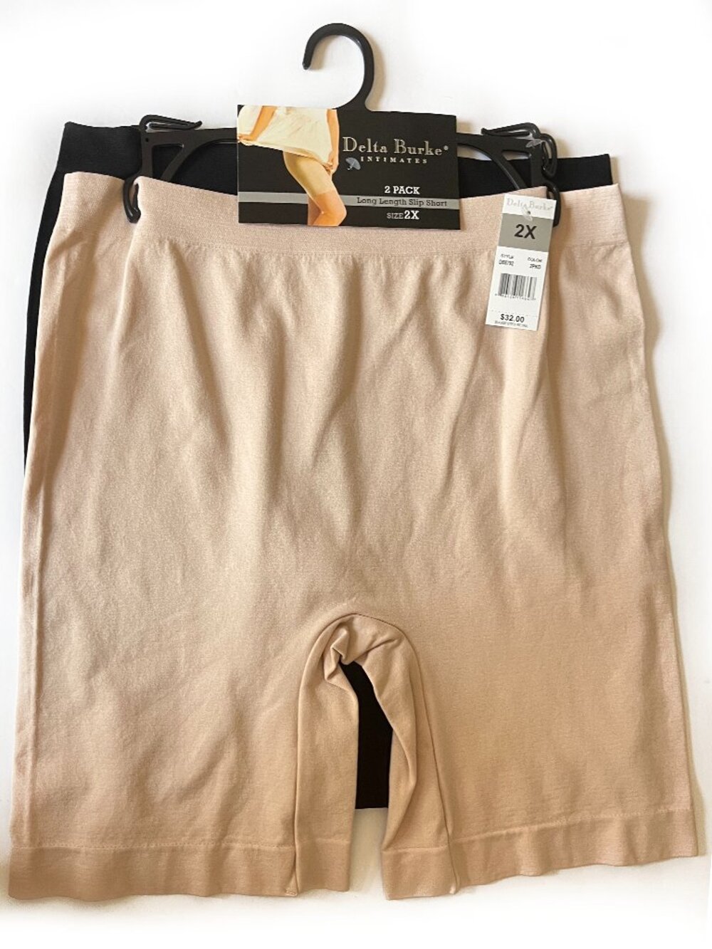 Delta Burke Long Length Slip Short Women's Plus Size 2X 2 Pack NEW NWT